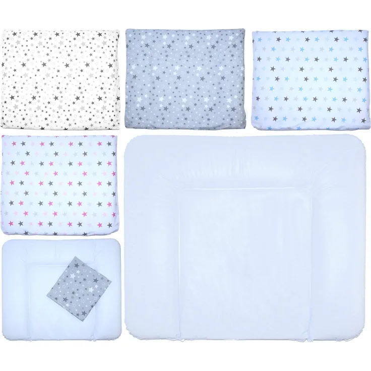 Wickelauflagenbezug - Wickelauflage -75x85 cm- Bezug für Wickelauflage Baumwolle (Star - BLAU, Nur Bezug)