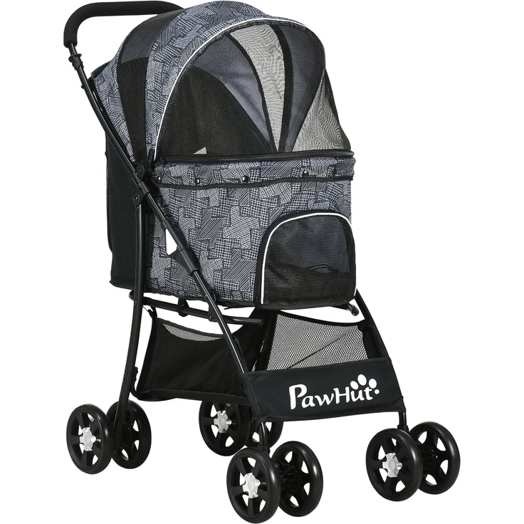 PawHut Hundetrolley, Oxfordstoff (100% Polyester), Stahl, Schwarz, 81L x 48B x 99H cm – Bild 1