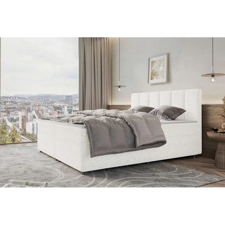 99rooms Boxspringbett Bergamo (Schlafzimmerbett, Bett), 140/160/180/200x200 cm, in Webstoff MALMO_NEW – Bild 4