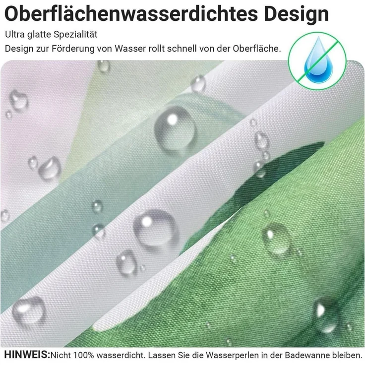 Duschvorhang 240x200 cm Grün Blätter Antischimmel Wasserabweisend mit Ösen – Bild 2