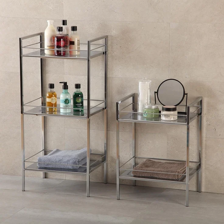 Versa Hannover Möbel für das Bad, Ablagefläche mit 2 Fächern, Maßnahmen (H x L x B) 53 x 31 x 39 cm, Stahl, Farbe: Silber – Bild 2