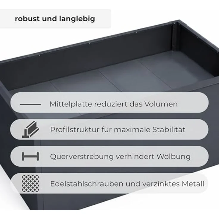 osoltus Hochbeet Set Schneckenkante Stahl verzinkt Anthrazit 150 x 75 cm – Bild 7