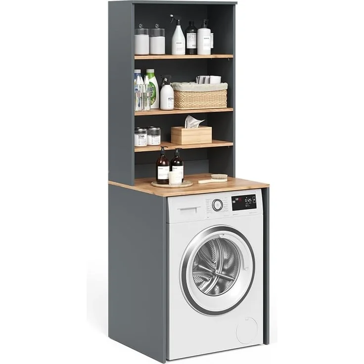 Waschmaschinenschrank Viktor Anthrazit/Goldkraft Eiche 66 x 88.2 cm 2 Teile mit Regal Vicco – Bild 5