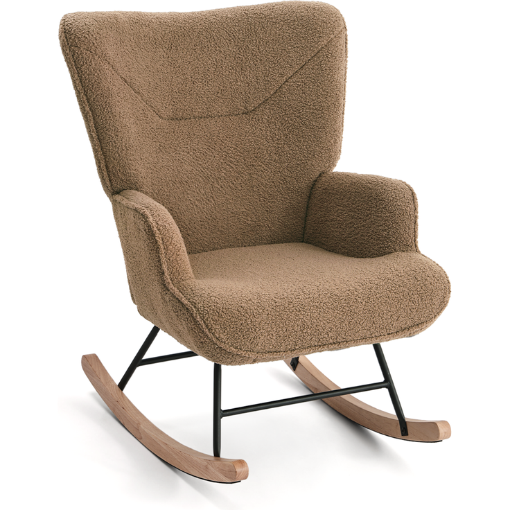 GOEURVANT 5006 Schaukelstuhl ohne Hocker (Relaxsessel, Ohrensessel) - Teddy-Stoff - Braun – Bild 3
