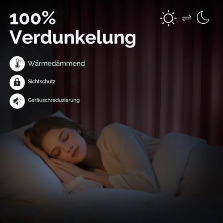 CUCRAF Vorhänge Blickdicht mit Kräuselband 2 Stück H137 x B132 cm Thermovorhang Schallschutz Verdunklungsvorhänge Kälteschutz für Wohnzimmer Kinderzimmer Schlafzimmer Vorhang – Bild 2