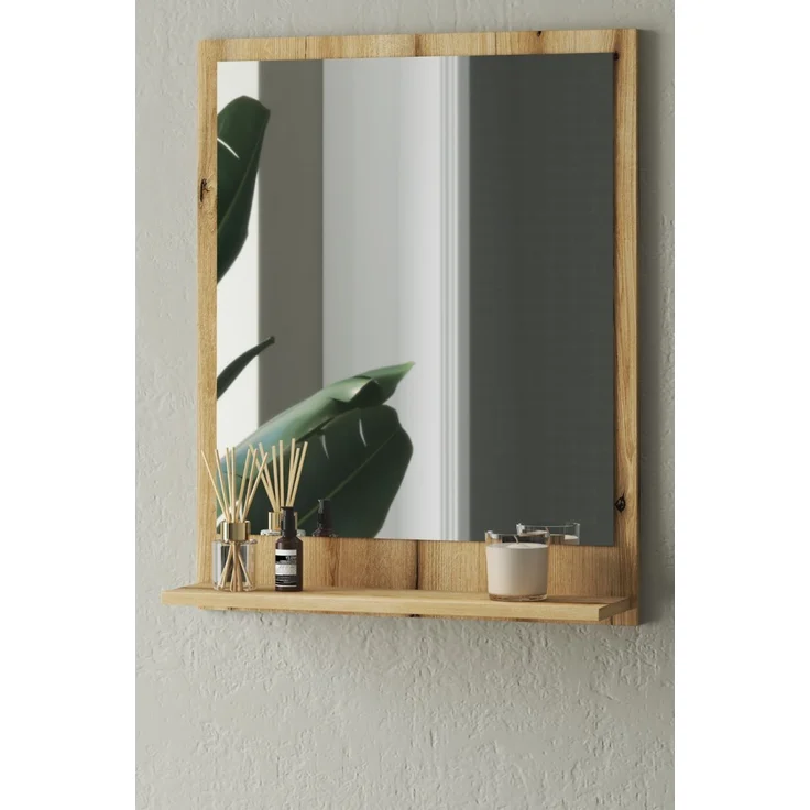 Badezimmer Spiegel Torsby in Eiche mit Ablage 60 x 75 cm – Bild 1