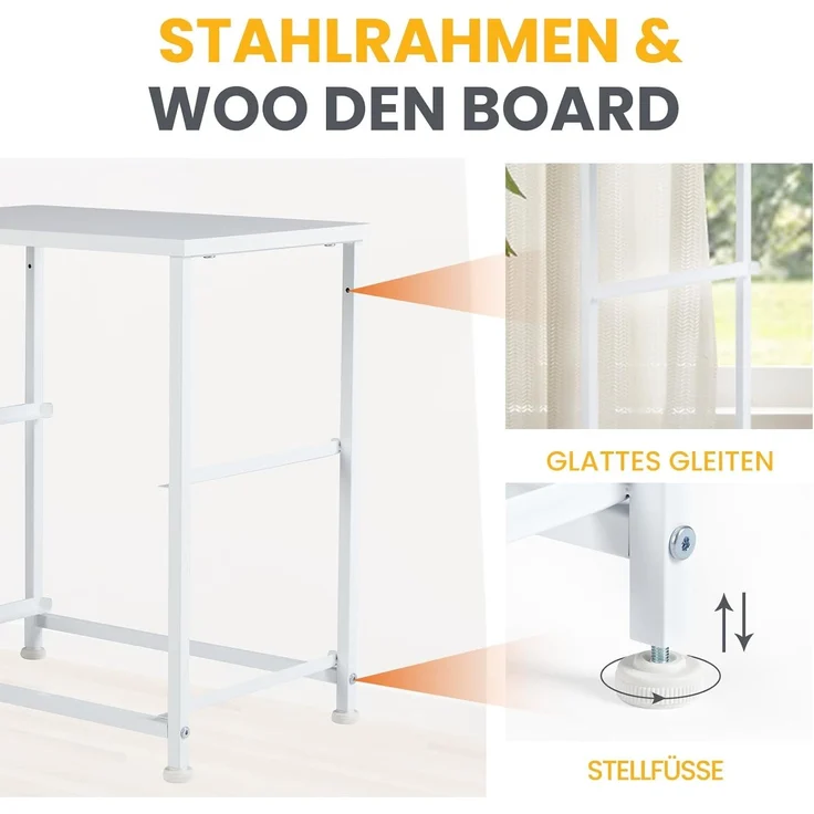 Sweetcrispy Nachttisch 2er Set, Nachttisch Beistelltisch, Stoff Schubladenschrank, Schmal Schrank, Kommode Schlafzimmer, Industrial Stil für Wohnzimmer, Kinderzimmer, Flur Aufbewahrungsschrank, weiß – Bild 5