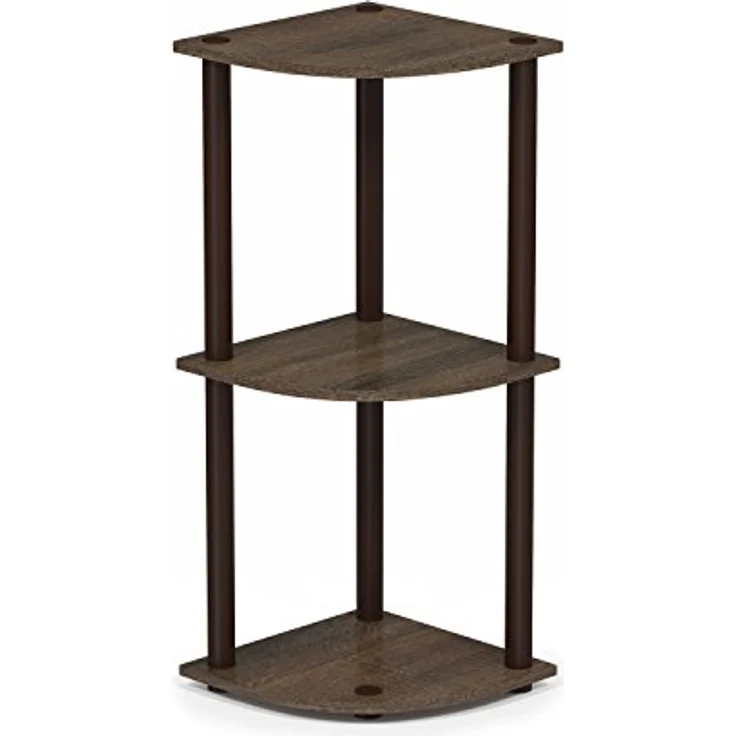 Furinno kompaktes Eck-Mehrzweck-Regal mit 3 Ebenen, holz, Walnuss/Braun, 29.46 x 29.46 x 75.18 cm – Bild 2