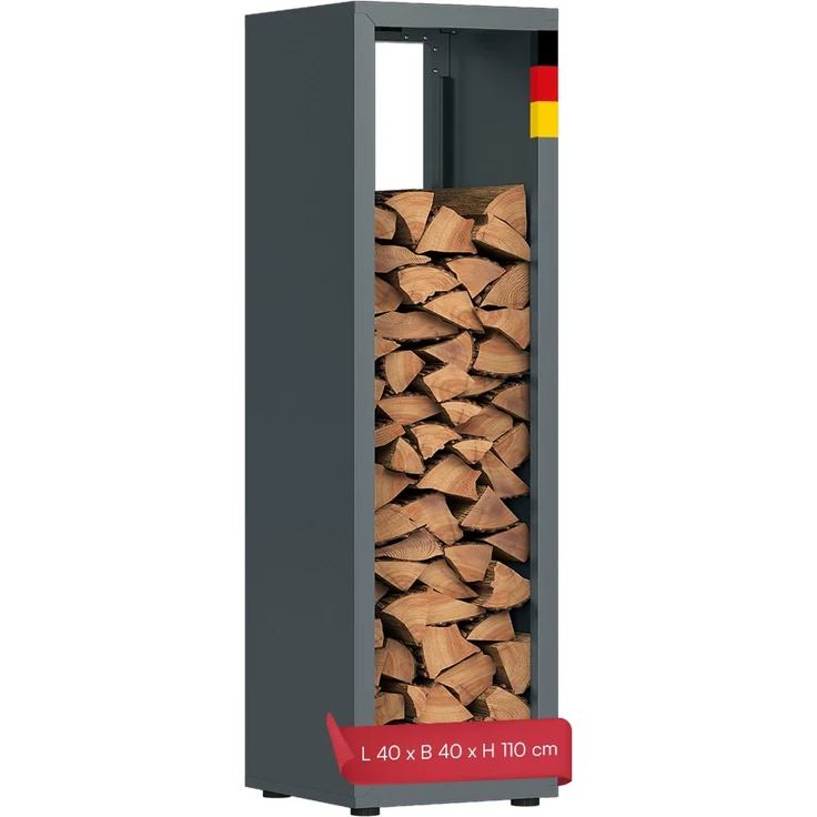 STEELSØN 'Keid' Kaminholzregal 110x40x40 cm, Brennholz Regal für innen/außen, rostfrei & wetterfest, stabil aus Metall, anthrazit – Bild 1