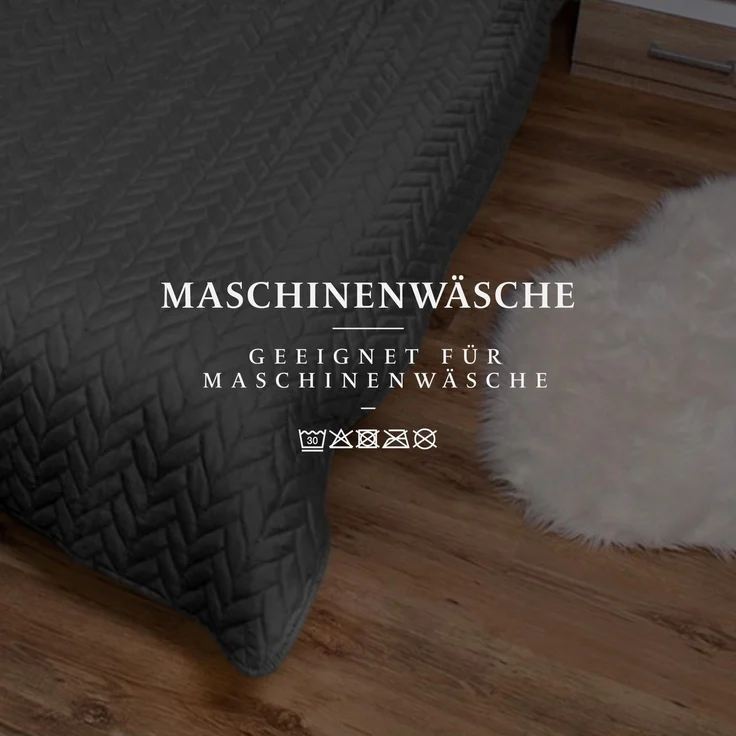 Tagesdecke ( Anthrazit ) 220x240 cm mit wattierter Zwischenlage, Bettüberwurf - Überwurfdecke, Sommerdecke gesteppt - Steppdecke, Wendedecke – Bild 7