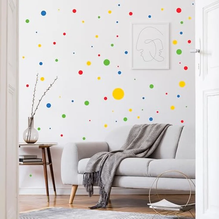PUNALU Wandtattoo Kreis Set 176 Stück Wandtattoo Babyzimmer Kinderzimmer Kreisaufkleber, selbstklebend, rückstandslos abziehbar – Bild 6