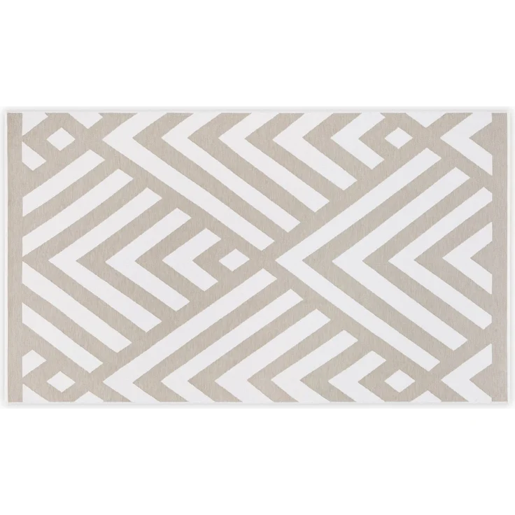 Mijolnir 'Geometric - Warm Grey' Fouta (Strandtuch), Warmgrau / Weiß, 100 x 180 cm – Bild 1