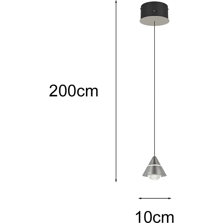 Kleine LED Pendelleuchte ROMEO höhenverstellbar, einflammig, Silber Ø 10cm – Bild 4
