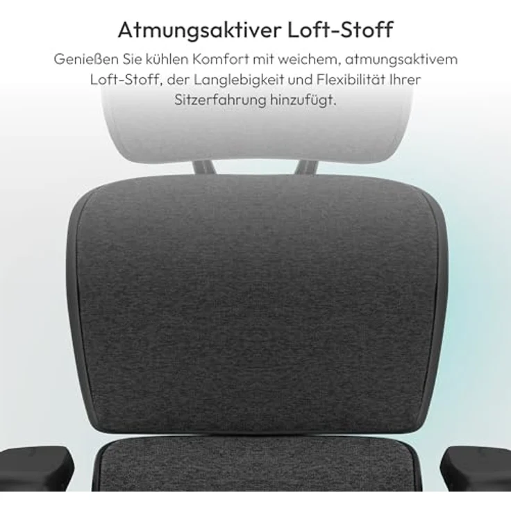 ThunderX3 XTC Ergonomischer Bürostuhl, Loft Dark Grey mit höhenverstellbaren 3D-Armlehnen und atmungsaktivem Mesh-Bezug, bis 125 kg belastbar – Bild 4