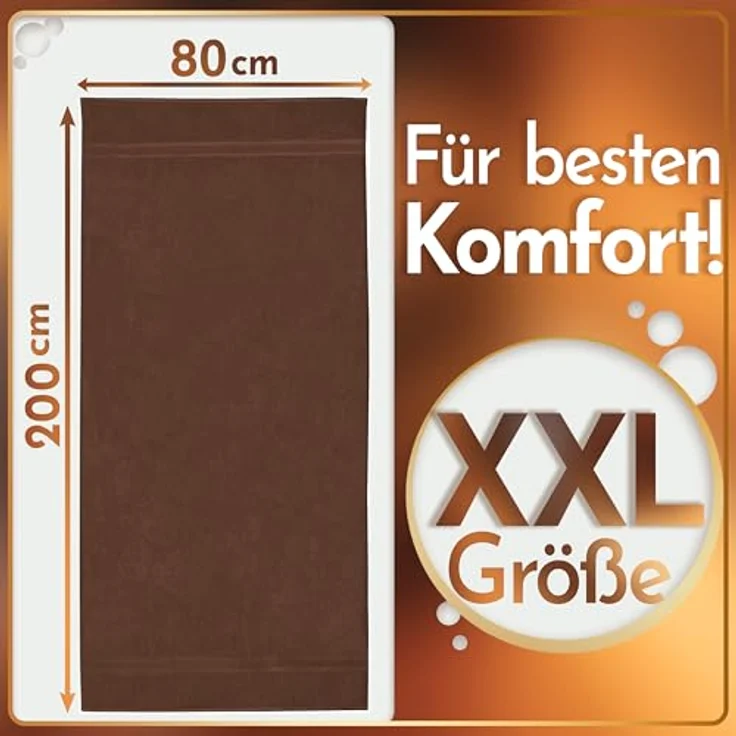 NatureMark 2er Pack SAUNATÜCHER Premium Qualität 80x200 cm SAUNATUCH Sauna-Handtuch 100% Baumwolle Farbe: Schoko Braun – Bild 4