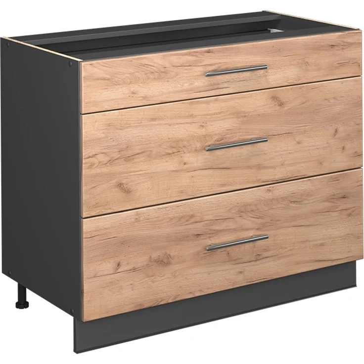 Küchenunterschrank Fame-Line Goldkraft Eiche/Anthrazit 100 cm, AP Eiche Vicco – Bild 1