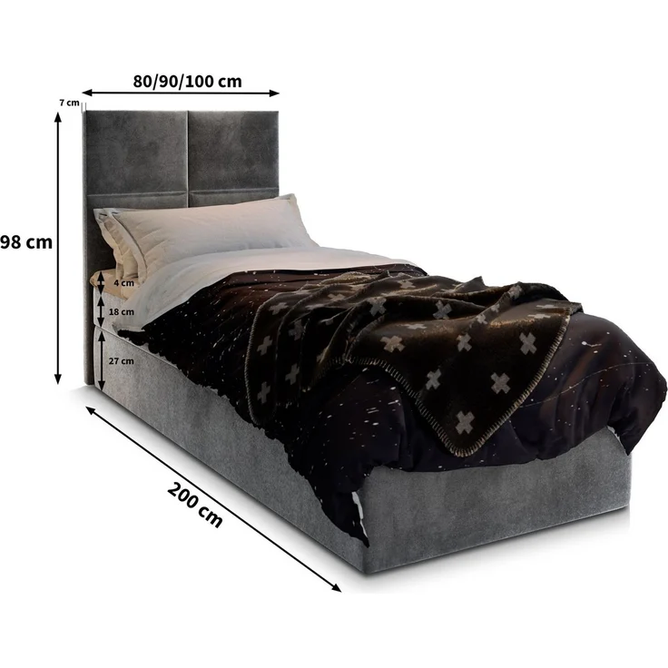 Masseno Boxbett LENA 80x200 cm mit Bonell Matratze und Topper – Bild 2