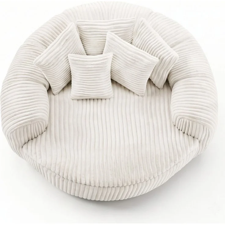 i@home Sitzsack Loungesessel Cord gepolstert, Relaxsessel Bodensessel (1 St, extrabreiter Sitzfläche und Armlehnen, rutschfest), Sessel mit Taschenfedern, 5 Kissen für Schlafzimmer & Leseecke 145 cm – Bild 2