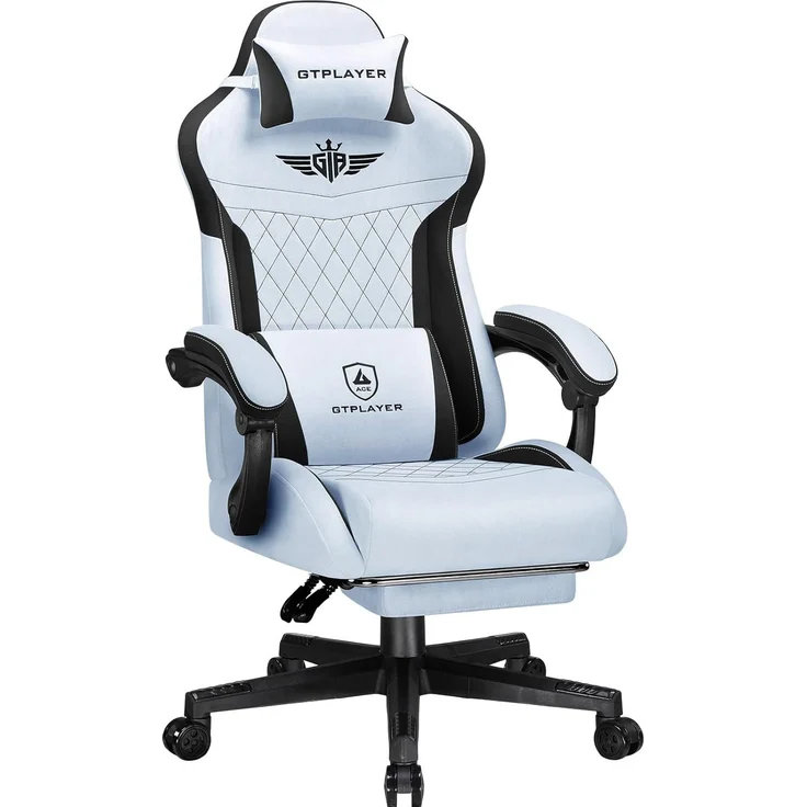 GTPLAYER Gaming-Stuhl Stoff Gaming Chair Ergonomisch Bürostuh PC Stuhl, 150kg Belastbarkeit, Schreibtischstuh mit Federsitzkissen und Fußstütze
