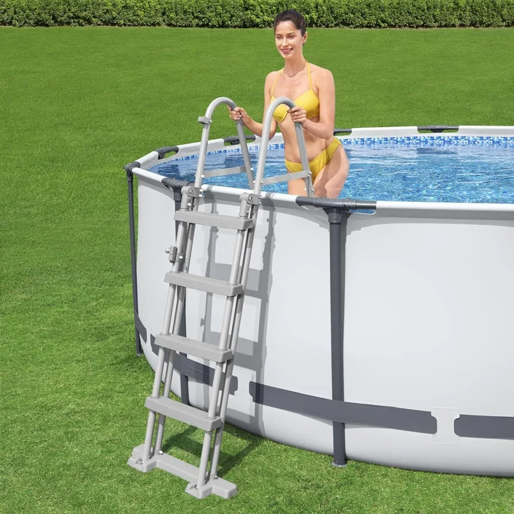 Bestway Steel Pro MAX Frame Pool Komplett-Set mit Filterpumpe Ø 427 x 122 cm, lichtgrau, rund – Bild 9