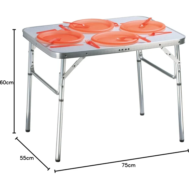 Campingtisch Alu mit Tragegriff MDF Tischplatte 70x55 25-59cm klappbar nur 2,6kg – Bild 3