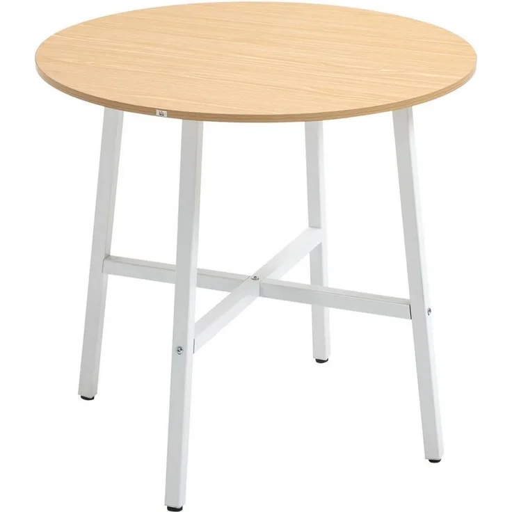 HOMCOM Esstisch für 4 Personen (Küchentisch, 1-St, Wohnzimmertisch), für Esszimmer, Küche, Stahl, Naturholz, 80 x 80 x 76 cm