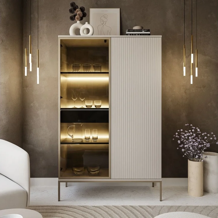Lookway Vitrine ECLIPSE WTSZ104 in Kaschmir mit LED Beleuchtung Breite: 104 cm – Bild 1