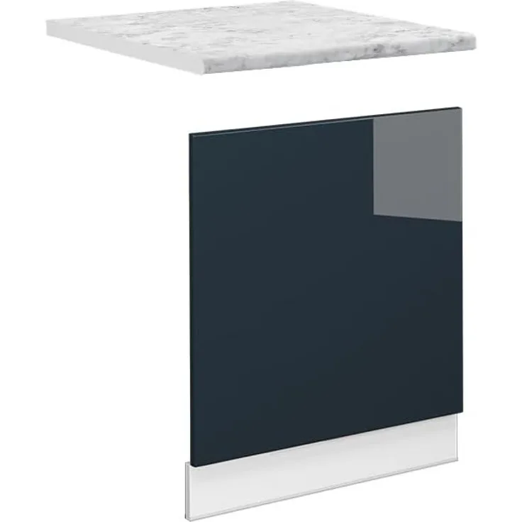 Frontblende Fame-Line Dunkelblau Hochglanz 60 cm , AP Marmor Vicco