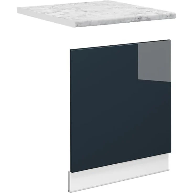 Frontblende Fame-Line Dunkelblau Hochglanz 60 cm , AP Marmor Vicco – Bild 1