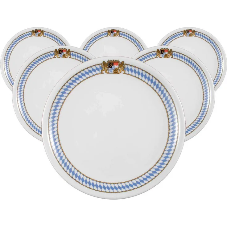 Seltmann Weiden Compact Bayern Speiseteller, 25,4 cm, Porzellan im 6er Set, Spülmaschinen- und Mikrowellengeeignet, Mehrfarbig
