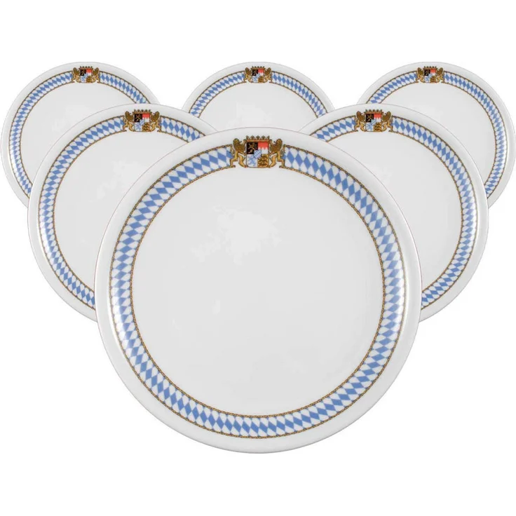 Seltmann Weiden Compact Bayern Speiseteller, 25,4 cm, Porzellan im 6er Set, Spülmaschinen- und Mikrowellengeeignet, Mehrfarbig