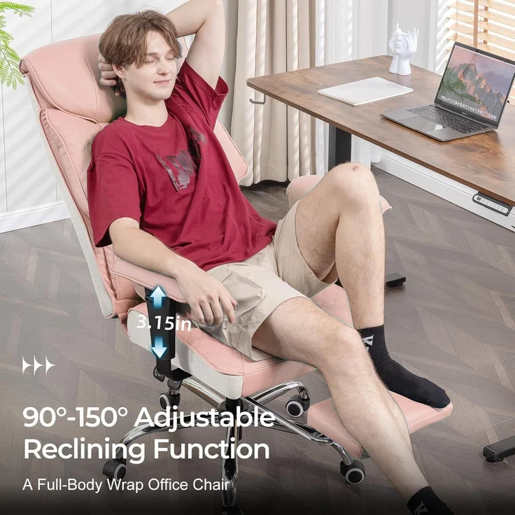 COMHOMA Bürostuhl Gaming Stuhl für Große und Schwere Personen bis 180 kg, ergonomischer Bürostuhl 3D Sitzkissen, verstellbar mit Fußstütz – Bild 8