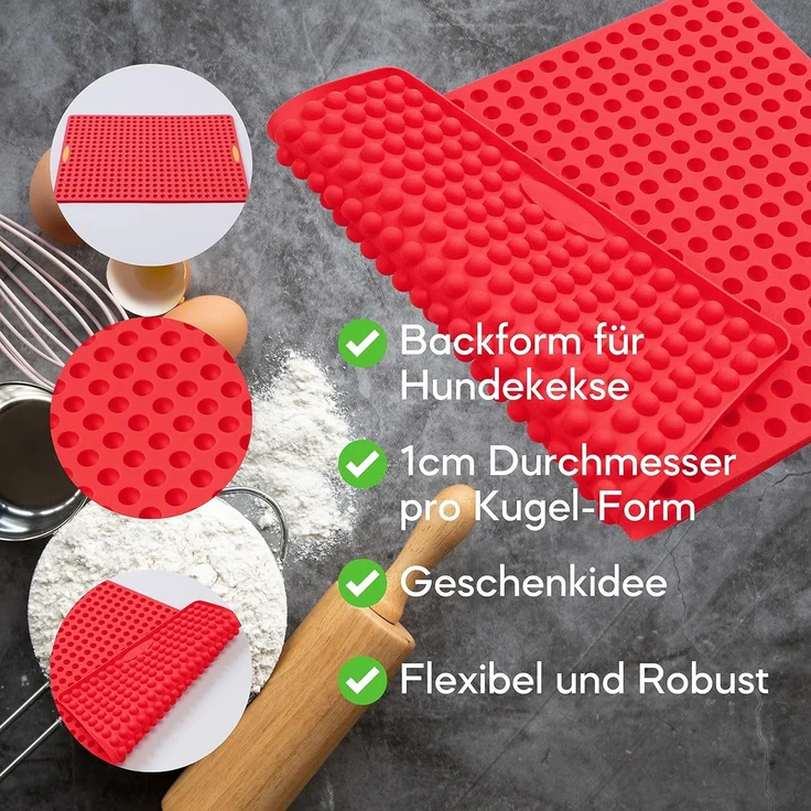 Coradoma Silikonform Backmatte Hundekekse Mini Halbkugeln 1cm Silikonmatte Hundeleckerli – Bild 2