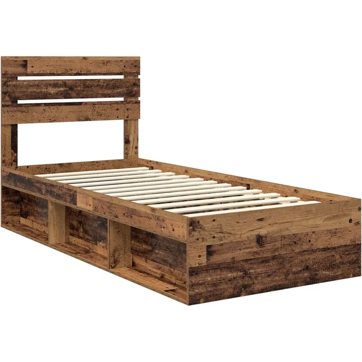 vidaXL Bettrahmen Altholz 75 x 190 cm Massives Kiefernholz 3411477 – Bild 3