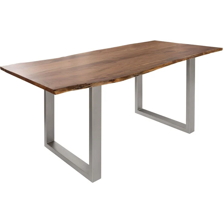 Baumtisch Akazie 220x100x76 natur Beine silber matt FREEFORM 3 – Bild 1