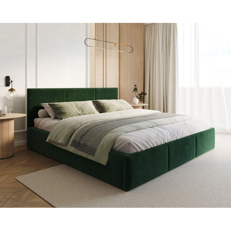 thematys Polsterbett mit Bettkasten & Lattenrost – Stauraumbett Cord 90x200cm, ohne Matratze, Grün, Art.-Nr. S05EG0T8VZC – Bild 2