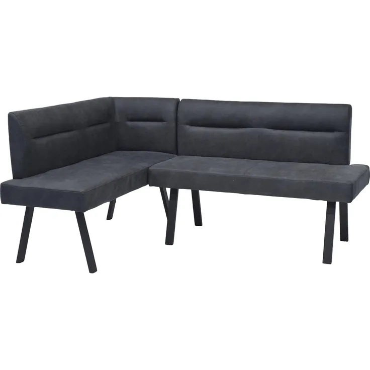 byLIVING Eckbank Montreal, Langer Schenkel rechts, Bezug in anthrazit, Gestell in schwarz, Ziernaht im Rücken, Taschenfederkern, Esszimmerbank, Küchenbank, Maße: 128x181, H 87, T 56 cm