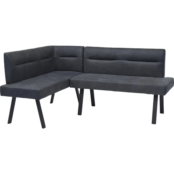 byLIVING Eckbank Montreal, Langer Schenkel rechts, Bezug in anthrazit, Gestell in schwarz, Ziernaht im Rücken, Taschenfederkern, Esszimmerbank, Küchenbank, Maße: 128x181, H 87, T 56 cm
