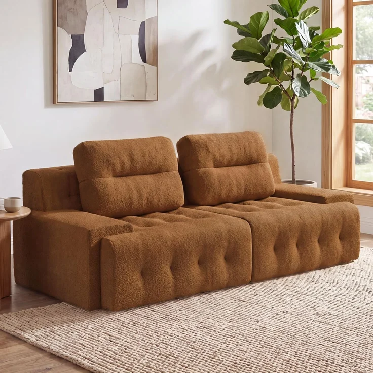 JUMMICO Modulares Sofa Couch Boneless Cloud Sofa 2 Sitzer Sofa mit Kissen Ecksofa 225 cm breit für Wohnung und Wohnzimmer,Terrakotta