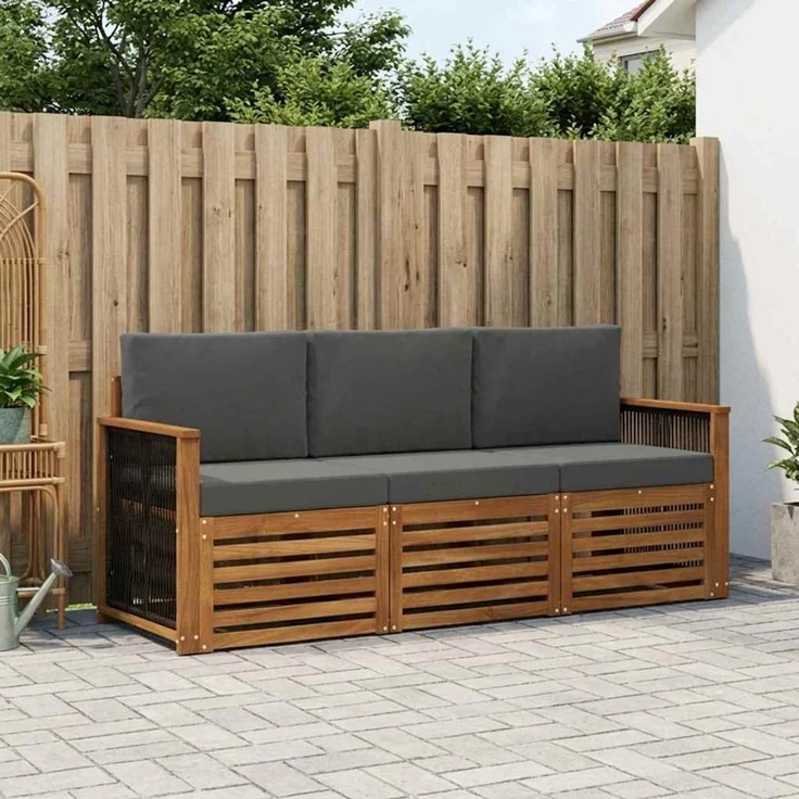 vidaXL Outdoor-Sofagarnitur 3 stk. 3-Sitzer Natur und Anthrazit 3383963 – Bild 1