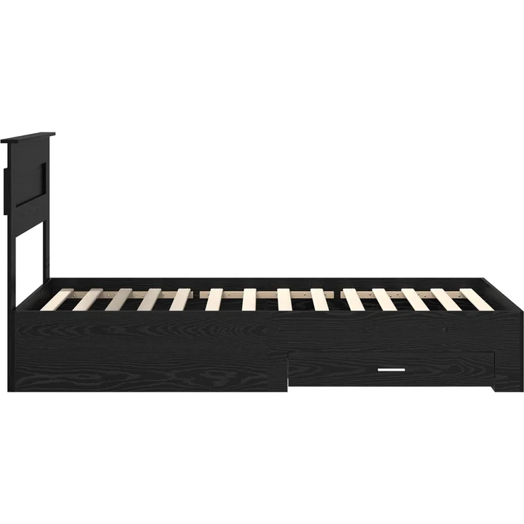 vidaXL Bettrahmen Schwarz Eichen-Optik 90 x 200 cm Holzwerkstoff 3410036 – Bild 7