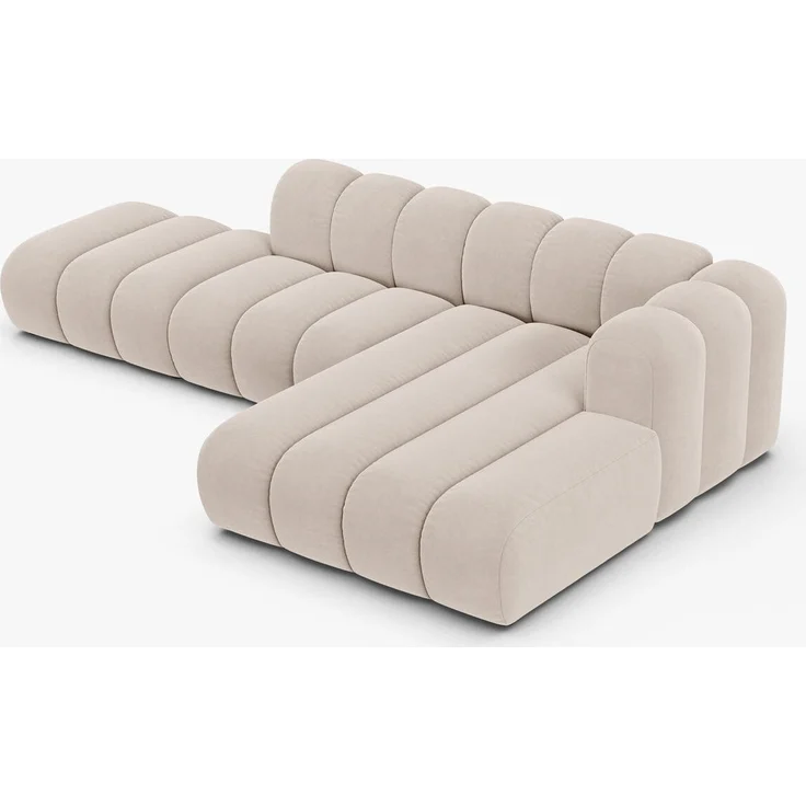 Micadoni Modulares Ecksofa offen Lupine 5-Sitzer Samt Venus Helles Beige Rechts – Bild 2