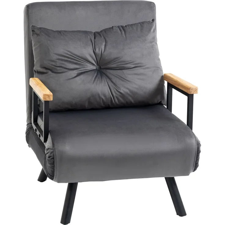 JARDJ Relaxsessel im Skandidesign, Liegesessel, Lesesessel, ink Kissen mit Knopfhefung, Schwarz + Natur