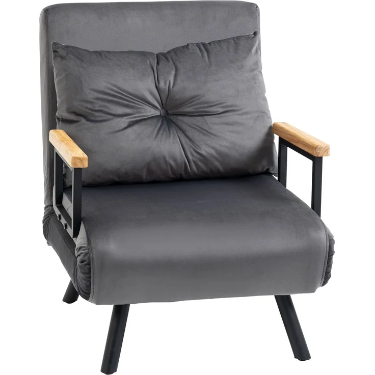 JARDJ Relaxsessel im Skandidesign, Liegesessel, Lesesessel, ink Kissen mit Knopfhefung, Schwarz + Natur – Bild 1