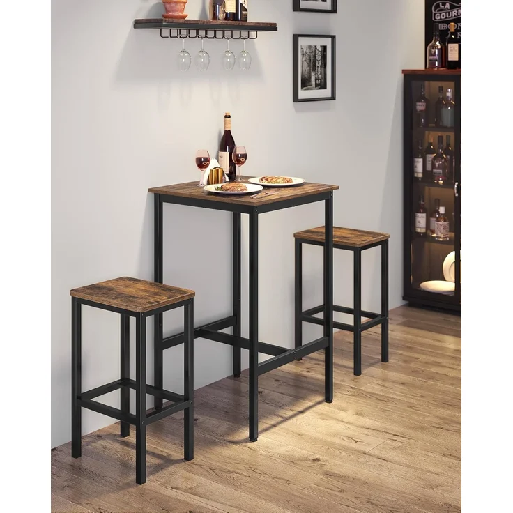 Songmics 'Vasagle' Stehtisch mit stabilem Stahlgestell, vintagebraun-schwarz, 90 x 60 x 60 cm – Bild 3