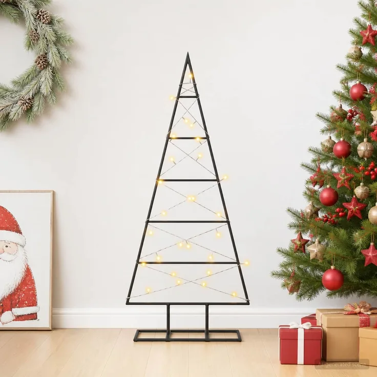 vidaXL Metall Weihnachtsbaum KUOPIO 90 cm Warmes Weiß Stahl Schwarz 42054047