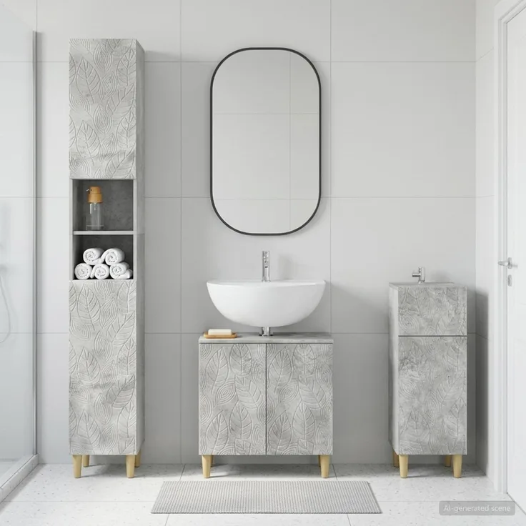 vidaXL 3-teiliges Badezimmer-Schranksystem DELFT Betongrau 3417867