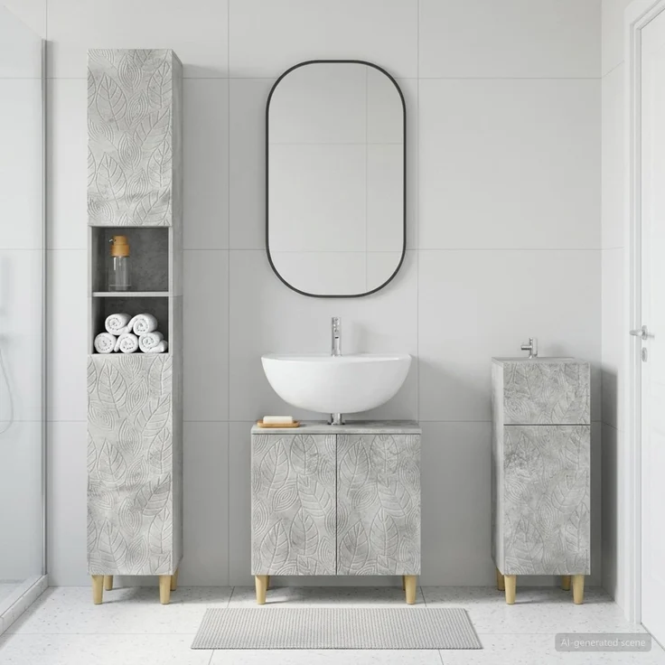 vidaXL 3-teiliges Badezimmer-Schranksystem DELFT Betongrau 3417867 – Bild 1