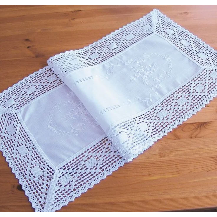 matches21 HOME & HOBBY Tischdecke Tischläufer BRIT Häkelkante & Stick Landhausstil Polyester 40 x 90 cm (1-tlg), Pflegeleicht & waschbar bei 30 °C – Bild 2