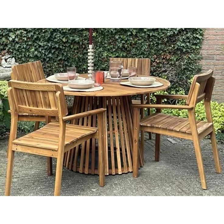 Beliani 'AGELLO' Gartentisch, Akazienholz Heller Holzfarbton – Bild 2